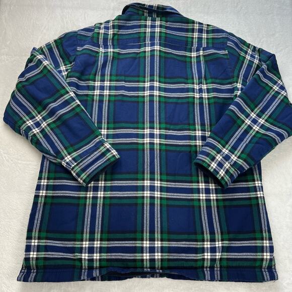 L.L. Bean Fleece lined Blue Plaid Button down Shirt Jacket men's size Medium - Picture 4 of 7